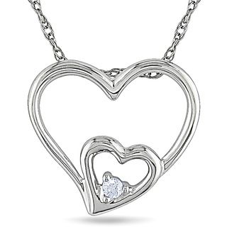 Miadora 10k White Gold Diamond Accent Double Heart Necklace Miadora Diamond Necklaces