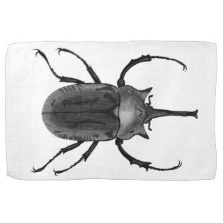 Beetle Design Black & White Art Line Drawing Kitchen Towel