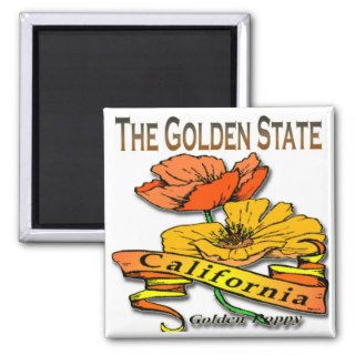 California The Golden State Golden Poppy Refrigerator Magnets