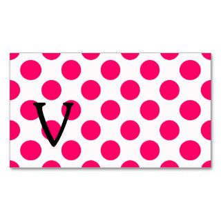 Letter V on White Pink Polka Dots Business Card Template