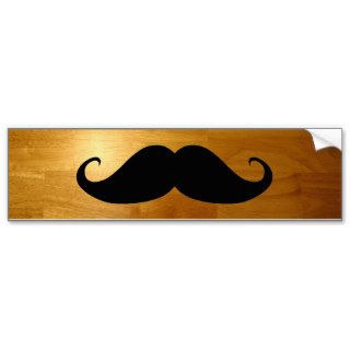 Funny Mustache on Shiny Wood Texture Background Bumper Sticker