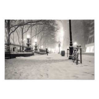 New York Winter   Snowy Night   Bryant Park Photograph