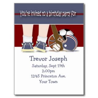 All Sports Birthday Invitation Template Post Cards