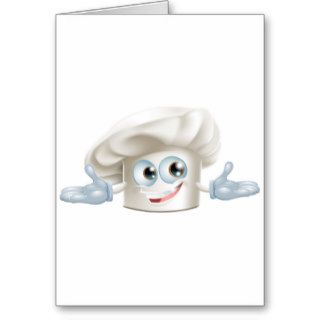 Happy white chefs hat cartoon man greeting cards