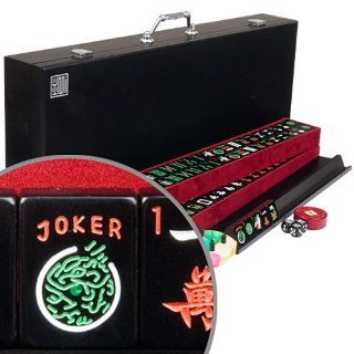 American Jet Black Tiles Mahjong Mah Jongg 166 Set Racks Toys & Games