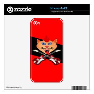 Punk Cat Pirate Red Black iPhone Skin Skins For iPhone 4S