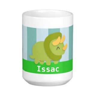 Kawaii green and yellow Triceratops for kids Coffee Mugs