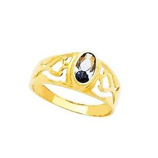 14K Gold Baby Infant Birthstone Ring Size 0   December Simulated Blue Zircon Jewelry