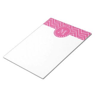Hot Pink Chevron  Your Monogram Notepad