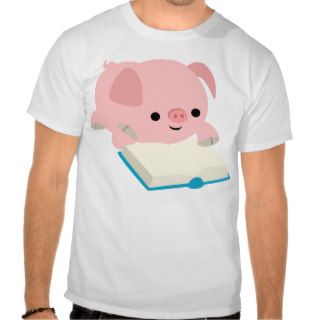 Cute Cartoon Reading Piglet  Children T Shirt