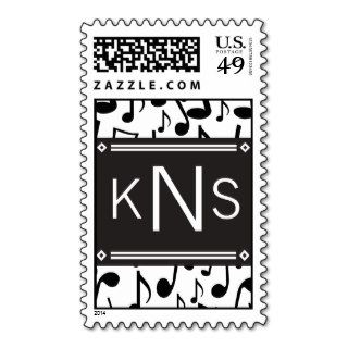 Monogram Letter N Music Notes Stamp