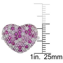 Miadora Sterling Silver Pink and White Sapphire Heart Ring Miadora Gemstone Rings