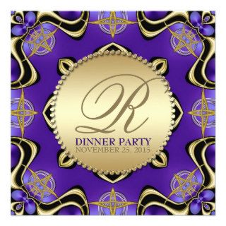Purple Black Gothic Golden Dinner Party Invitation