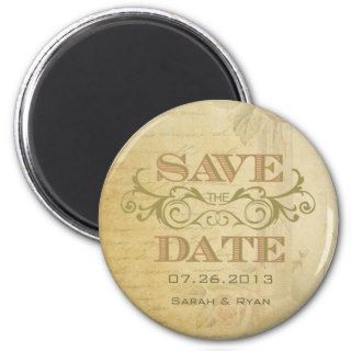 Vintage Rose and Swirl Save the Date Magnet