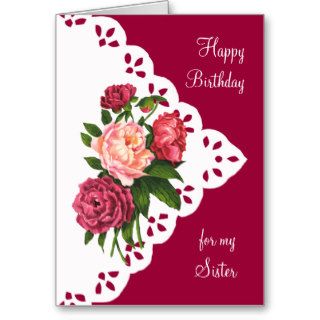 Vintage Peony Flower for Sister Birthday Cards