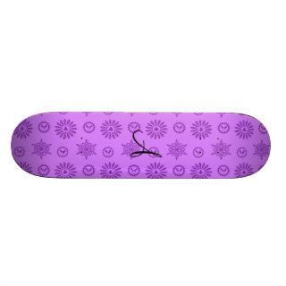 Monogram pastel purple christmas stars snowflakes skateboards