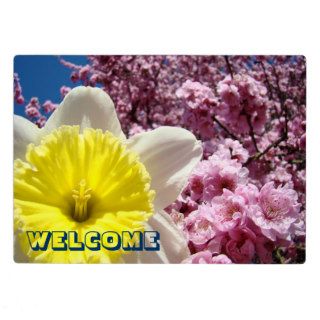 WELCOME plaque sign Spring Daffodil Flowers