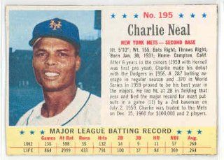 1963 Post Baseball 195 Charlie Neal Single Print Mets Excellent Sports Collectibles
