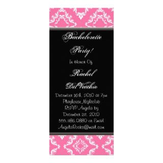 Pink and White Damask Bachelorette Party Invite