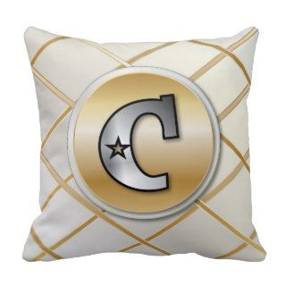 Monogrammed gold and silver effect letter C v3 Throw Pillows