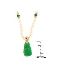 Mason Kay 14k Gold Green Jadeite and Freshwater Pearl Necklace (4 mm) Mason Kay Gemstone Necklaces