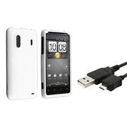 White Rubber Case/ USB Data Cable for HTC EVO Design 4G BasAcc Cases & Holders