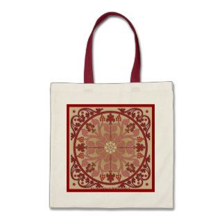 "Marquetry in Crimson" Canvas Bags