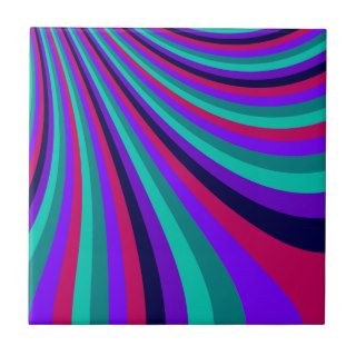 Groovy Pink Purple Aqua Rainbow Slide Stripes Ceramic Tile