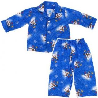Blue Snowman Classic Christmas Coat Style Pajamas for Infants, Toddlers and Boys Pajama Sets Clothing