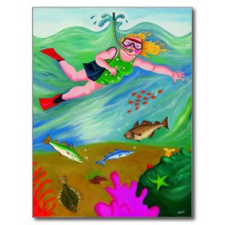 Betty Goes Snorkeling Post Cards