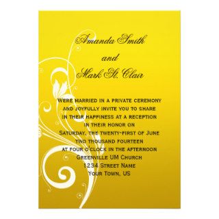 Yellow with White Swirls After Wedding Celebration Custom Announcements
