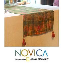 Handcrafted Hemp 'Jade Chiang Mai' Batik Table Runner (Thailand) Novica Table Runners