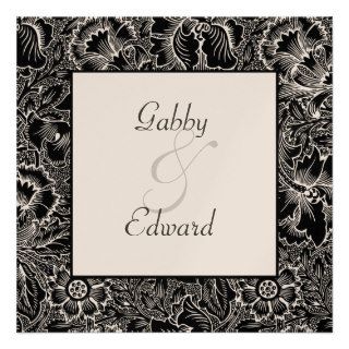 Vintage Black & White Pattern Wedding Invitation