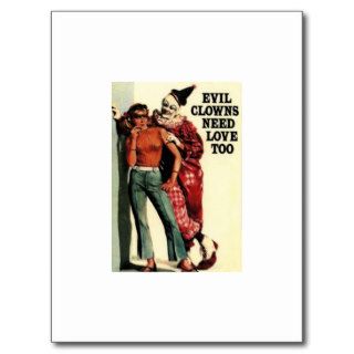 Evil Clowns Need Love, Too Vintage Postcards