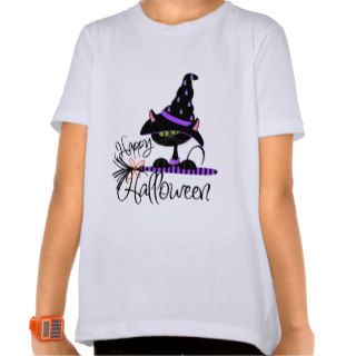 Happy Halloween Black Witch Cat Shirt