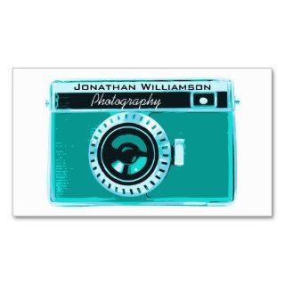 Retro Aqua Camera Photography Business Cards