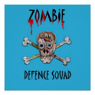Awesome Zombie Skull and Crossbones  defence squad Posters