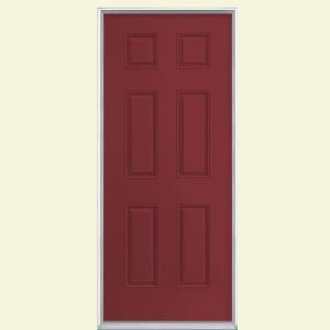 Masonite 6 Panel Painted Smooth Fiberglass Entry Door with No Brickmold 22730