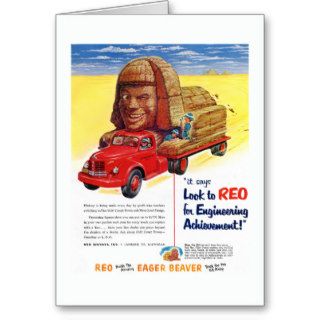 Vintage REO Truck Ad Card