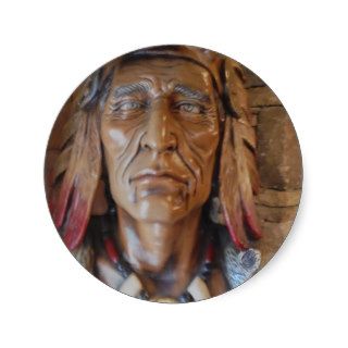 Native American Indian sculpture with fox feathers Stickers