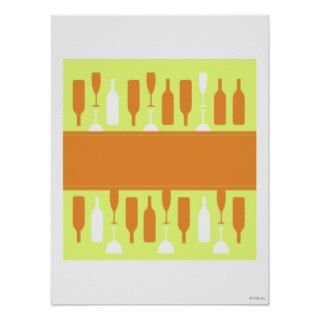 "Wine Glass Bottle Pattern Poster Print"
