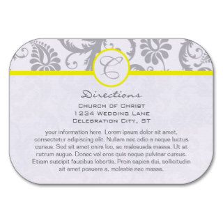 Yellow with light Gray Damask Wedding Info Cards Business Card Templates