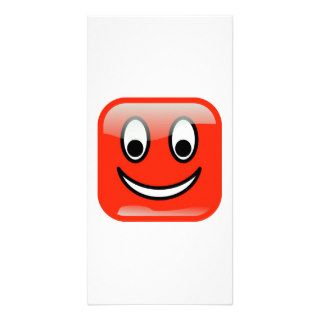 Red Smiley Face Photo Greeting Card