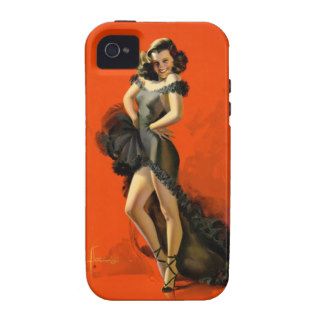 Pin up girl with black dress on network background iPhone 4/4S cover