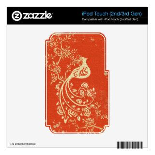 Gorgeous Fantasy Bird Red Grunge Background iPod Touch 2G Skins