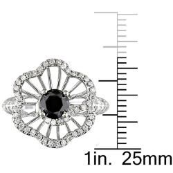 Miadora 14k White Gold 1 1/4ct TDW Black and White Diamond Ring (G H, I1) Miadora One of a Kind Rings