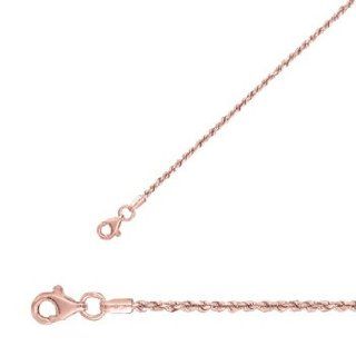 16" 14K Rose Gold 1.5mm (0.06") Shiny Solid Diamond Cut Royal Rope Chain w/ Lobster Clasp Jewelry