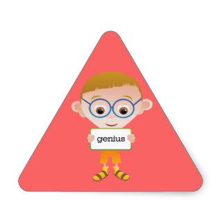 Genius   Cute Little Little Nerd Boy Triangle Stickers