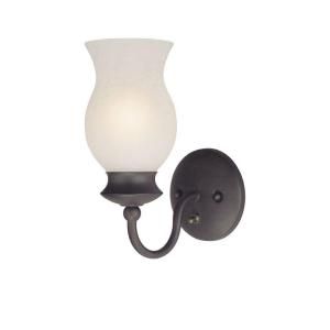 Westinghouse 1 Light Antique Brick Interior Wall Fixture with On/Off Switch and Frosted Crackle Glass 6923400