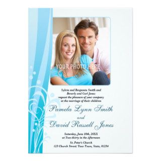 Blue Swirl Wedding Invitation (Vertical)